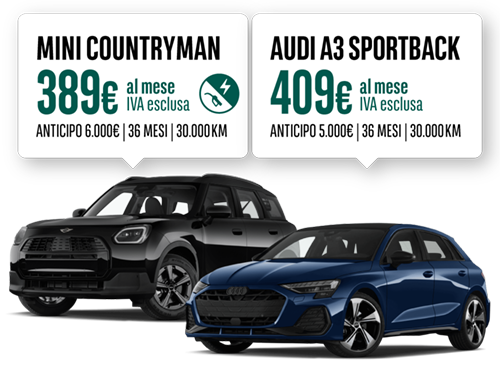 Offerte di noleggio Arval: MINI COUNTRYMAN a 389 € al mese e AUDI A3 SPORTBACK a 409€ al mese iva esclusa