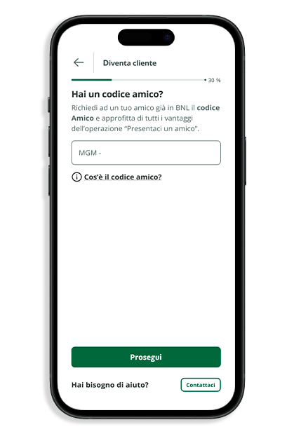 immagine di uno smartphone con l'app BNL aperta
